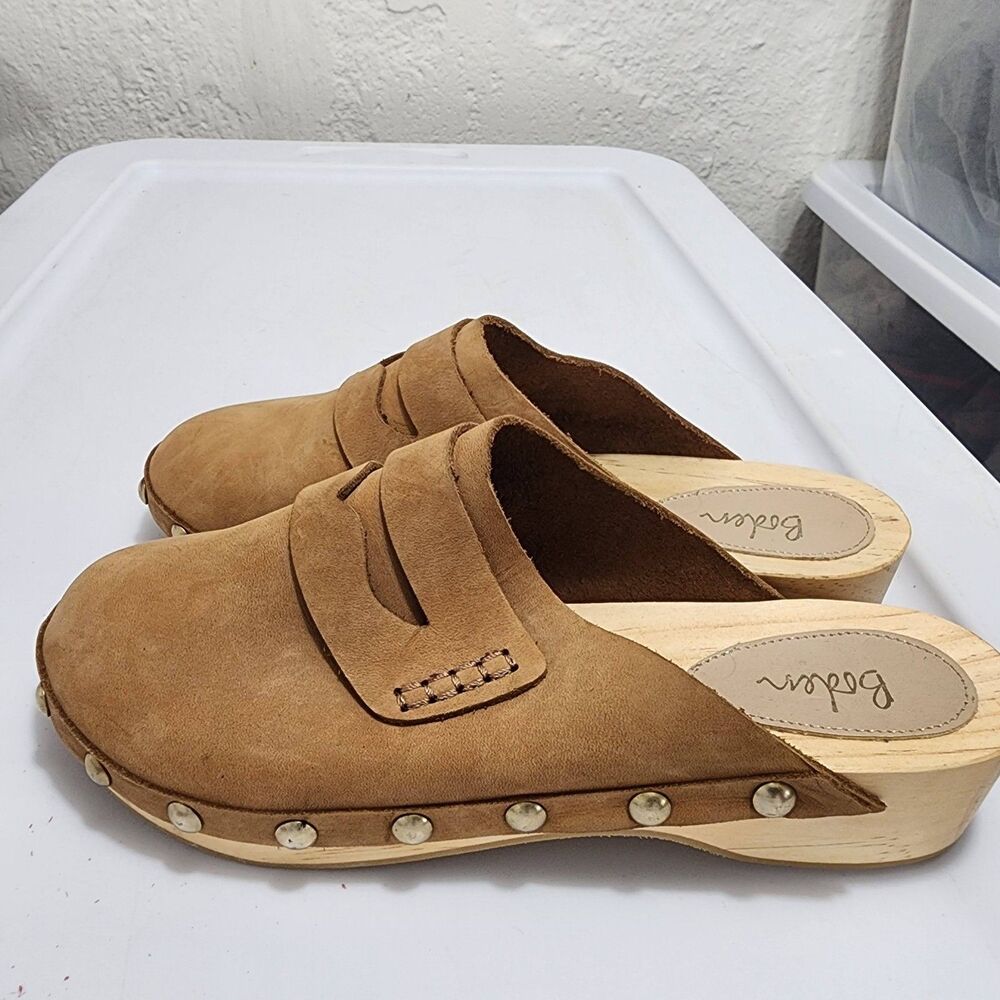 Boden Suede Penny Loafer Clogs Wooden Platform Studded Mules Womens Size 38 - Picture 5 of 11